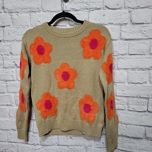 Epic Threads Large 14-16 Fuzzy Flower Knit Sweater NWT Funky Bright Fun - Picture 1 of 7